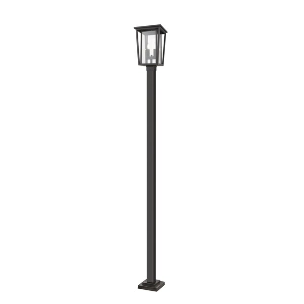 Z-Lite Seoul 2 Light Outdoor Post Mounted Fixture, Oil Rubbed Bronze & Clear 571PHBS-536P-ORB - main